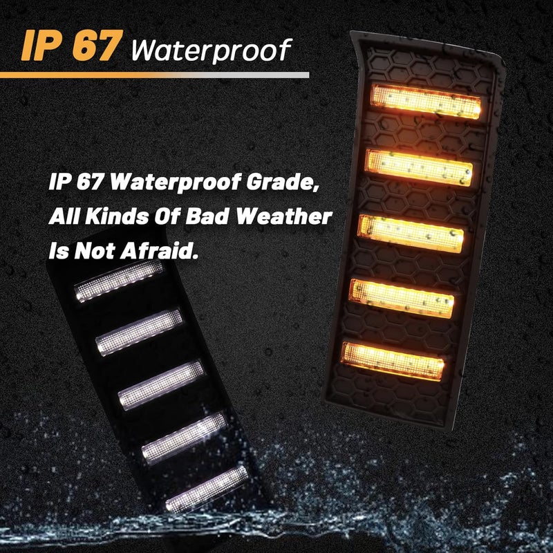 PGTOPONE Switchback White/Amber LED Front Fog Daytime Running Lamp Dynamic Sequential LED Turn Signal Light Function Compatible with Toyota Tundra 2022 2023 SR SR5 Limited - Image 4